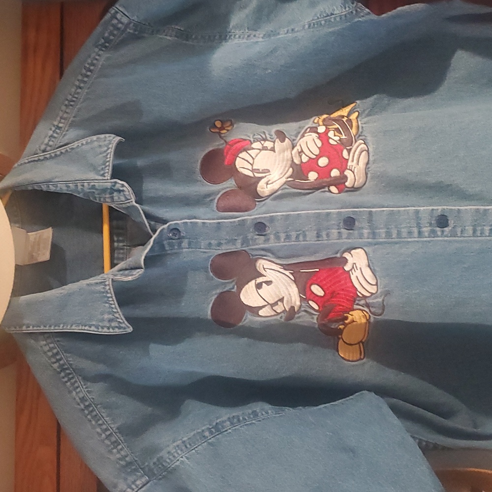 Denim Woman Shirt with Cartoon Disney Characters XL  #410 - Picture 3 of 7